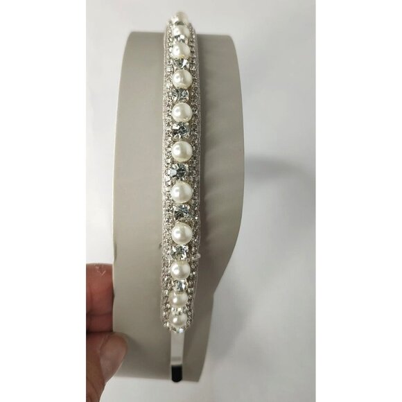 Anthropologie Deepa Gurnani Headband Pearls Crystals Silver Bridal Stace… - Picture 8 of 12